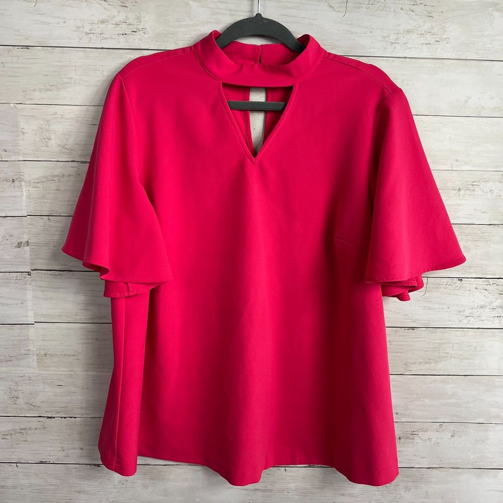 Lane Bryant Pink Cutout Flutter Sleeve Tee
